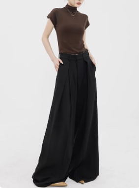 黑色西装裤女2025年秋冬新款宽松高腰垂感拖地裤阔腿裤