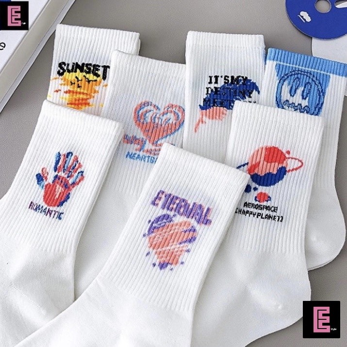 ??E.Style【现货-快速出货】M0029 情侣 袜子中筒袜 女袜 中筒袜 女生袜子 情侣袜 袜子 少女袜 白袜