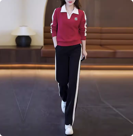 运动服套装女春秋新款减龄显瘦卫衣休闲时尚阔腿裤两件套装