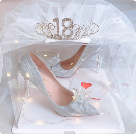 成人礼绝美高跟鞋女新款18岁生日礼物公主水晶鞋单鞋伴娘新娘婚鞋