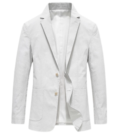 男装白色休闲西服男春秋款青年修身帅气薄款西装男士单西外套
