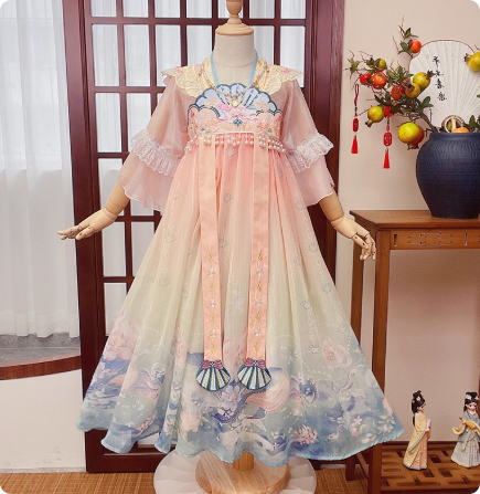 DHWA女童汉服连衣裙夏季超仙改良新款中国风古装唐装襦裙