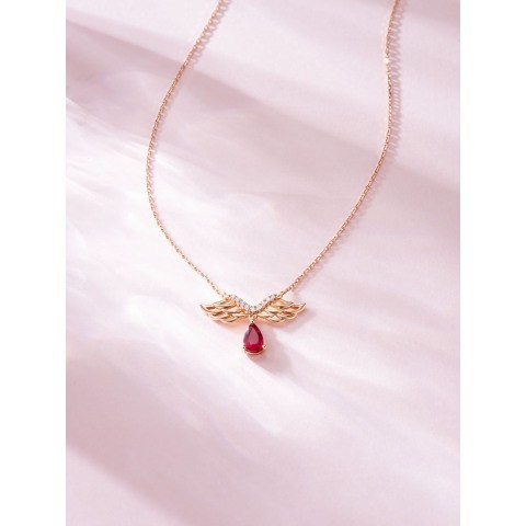 红宝石项链18K金 CH043(主石0.44ct 钻石0.035ct 18K红宝石 总重量2.47g)