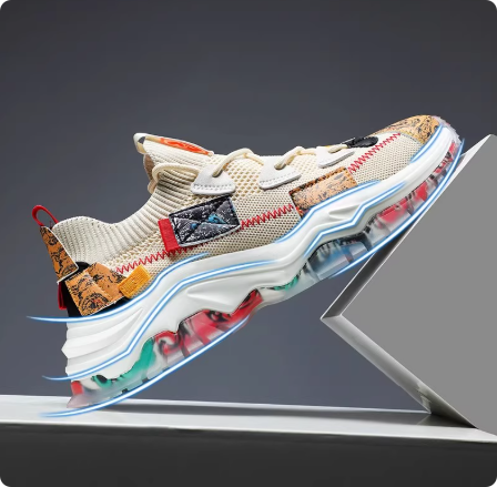 国潮男鞋夏季2025新款透气网面跑步运动鞋大码休闲老爹鞋